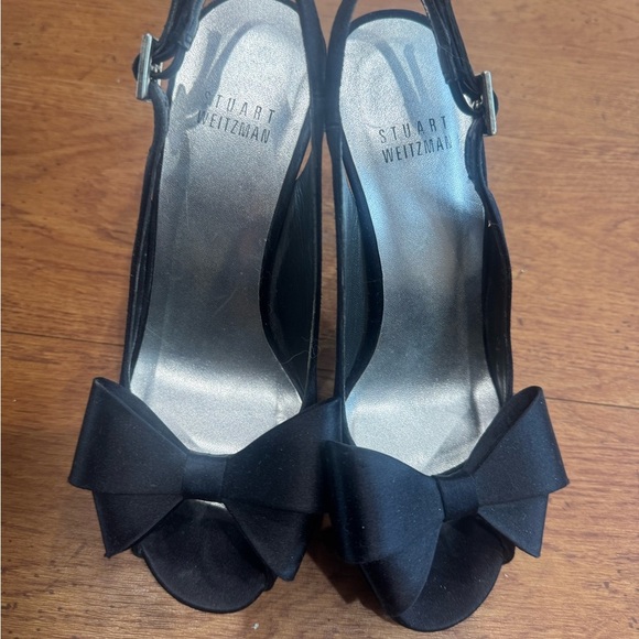 Stuart Weitzman Black Bow Slingback Heels - Picture 2 of 8